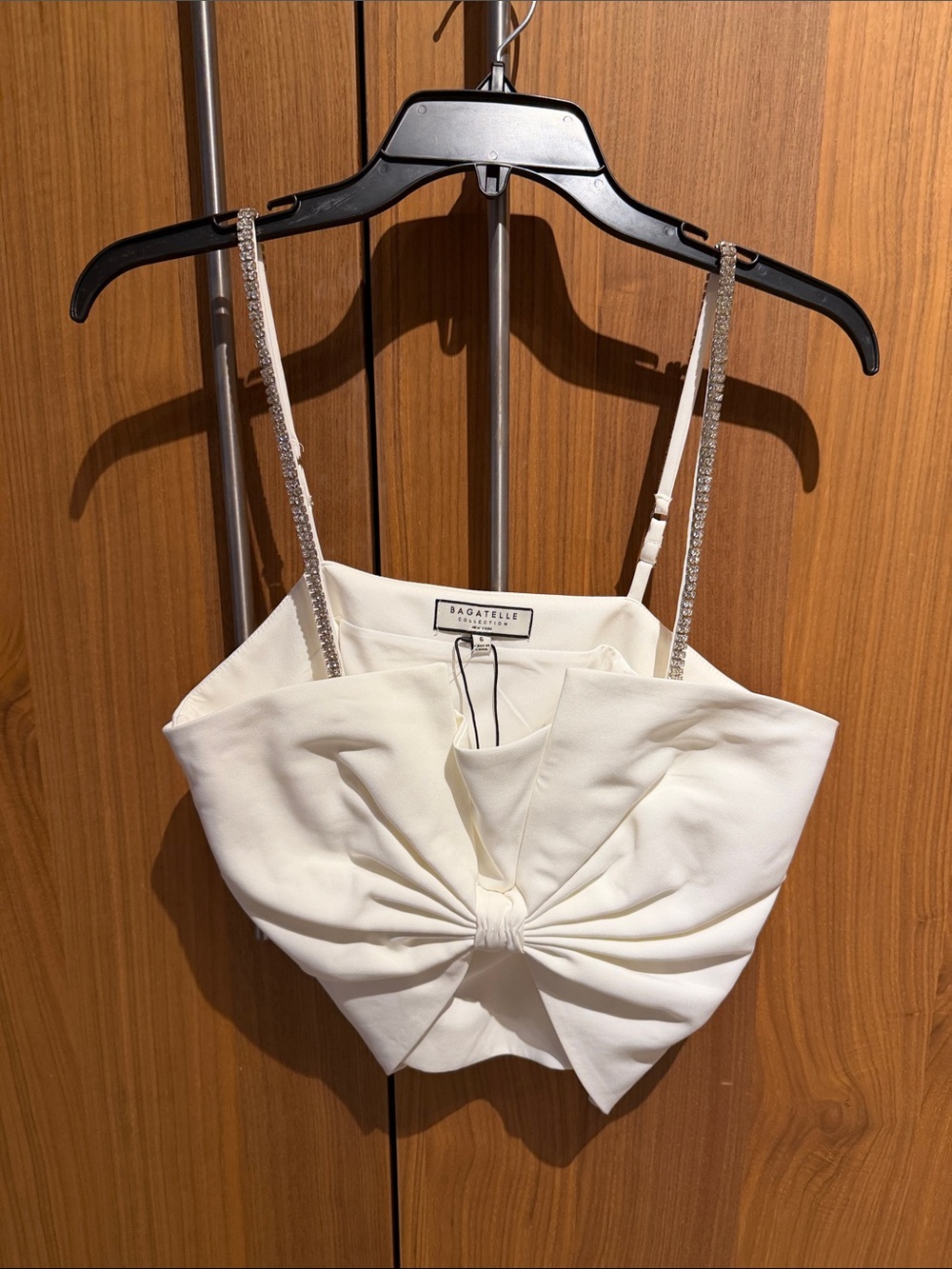 Pagatelle White Bow-Front Rhinestone Strap Camisole